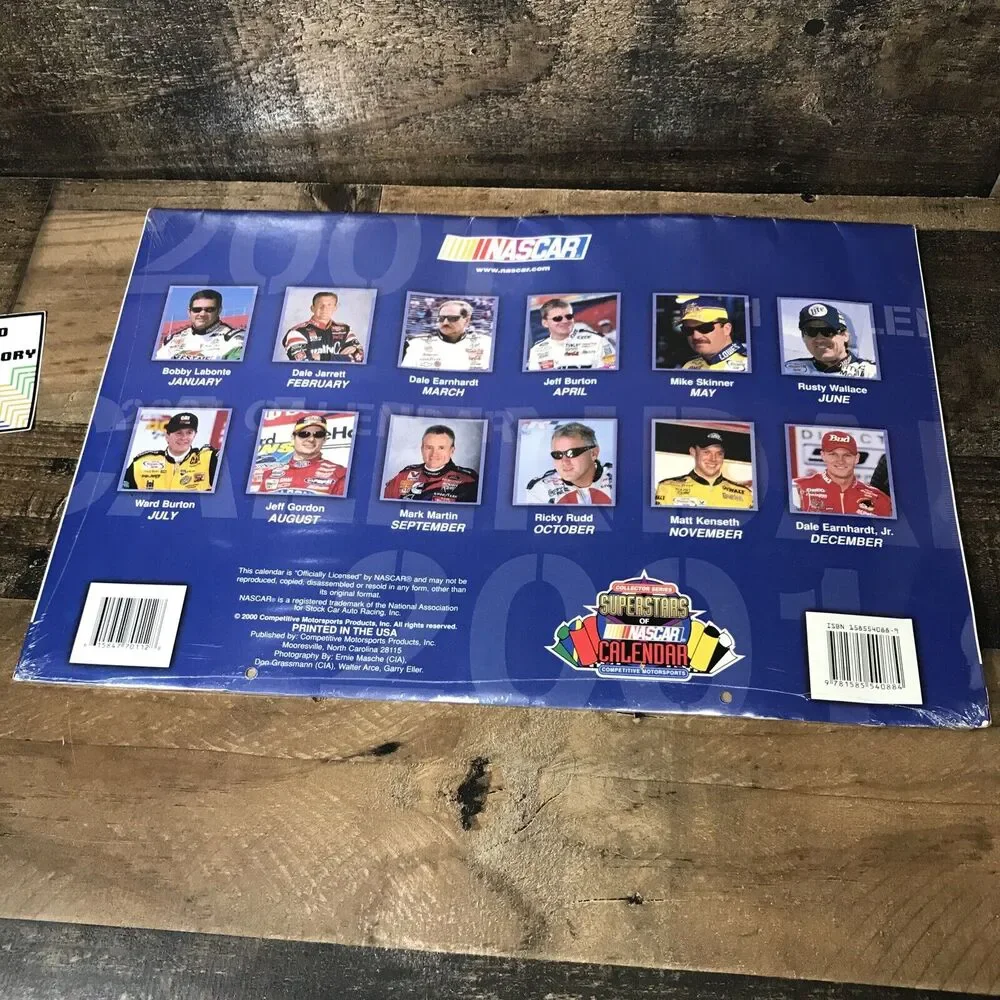 Vintage Superstars Of Nascar 2001 Calendar Special Edition Collector Series
